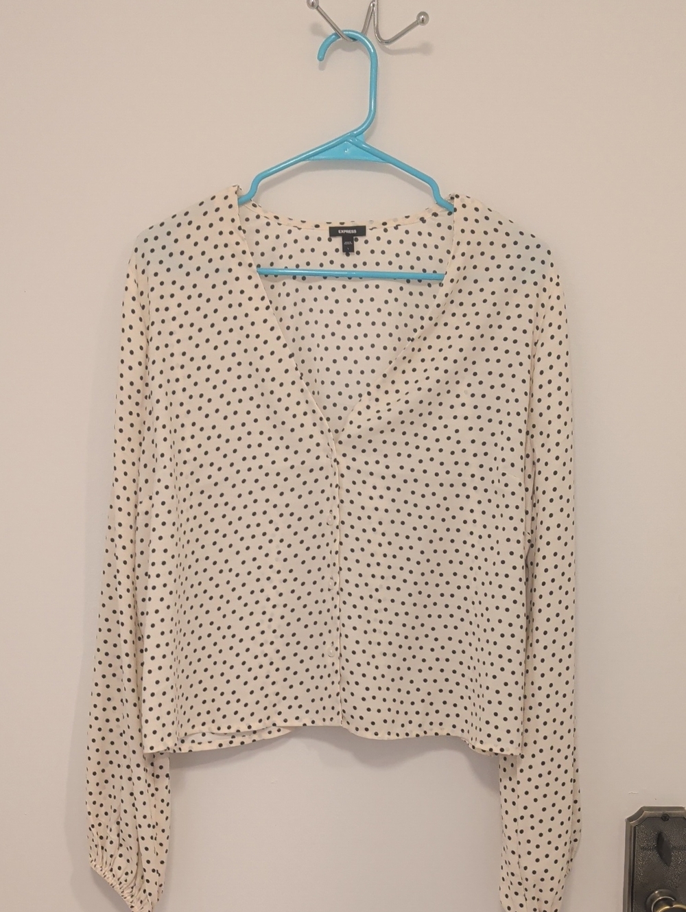 Express Cream Blouse with Black Polka Dots